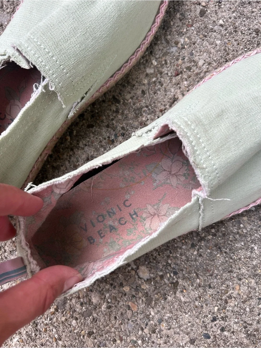 Vionic Beach Laguna Mint Green Canvas Slip-On Espadrilles Size 8